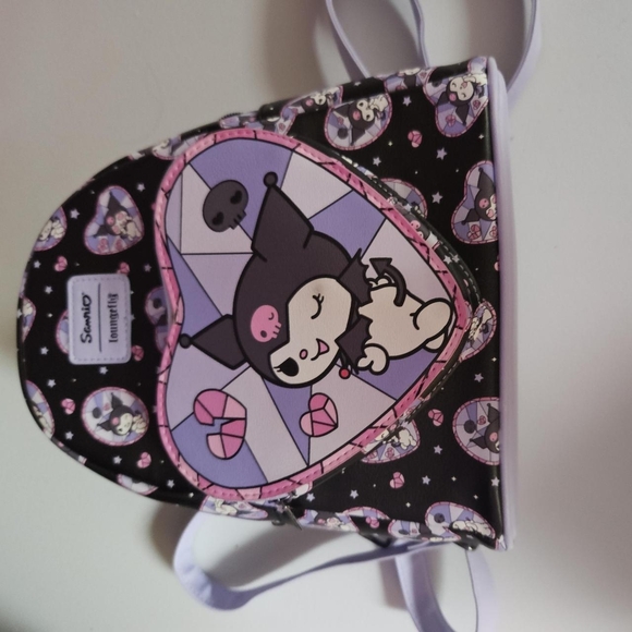 Sanrio Handbags - Sanrio Kuromi Heart Backpack - Black and Pink